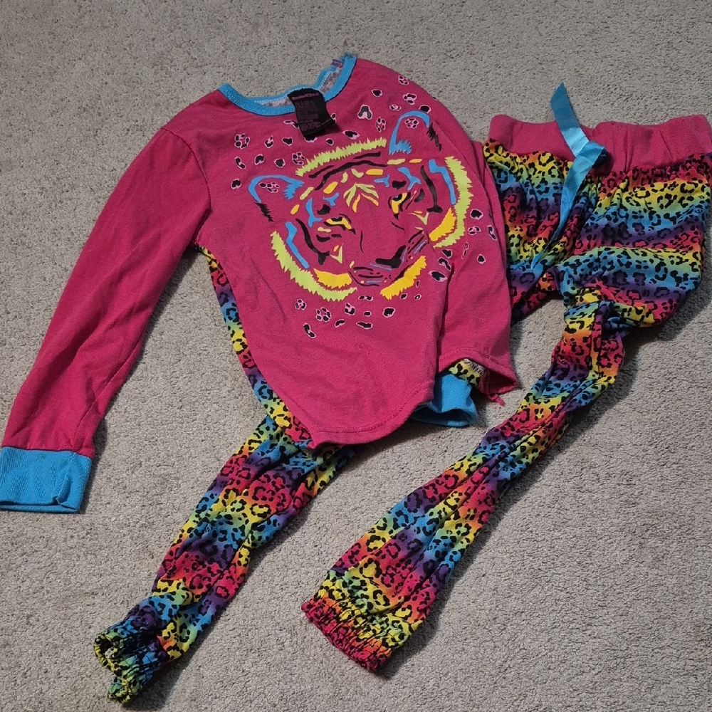 Dollhouse Pink and Blue Tiger Pajama Set